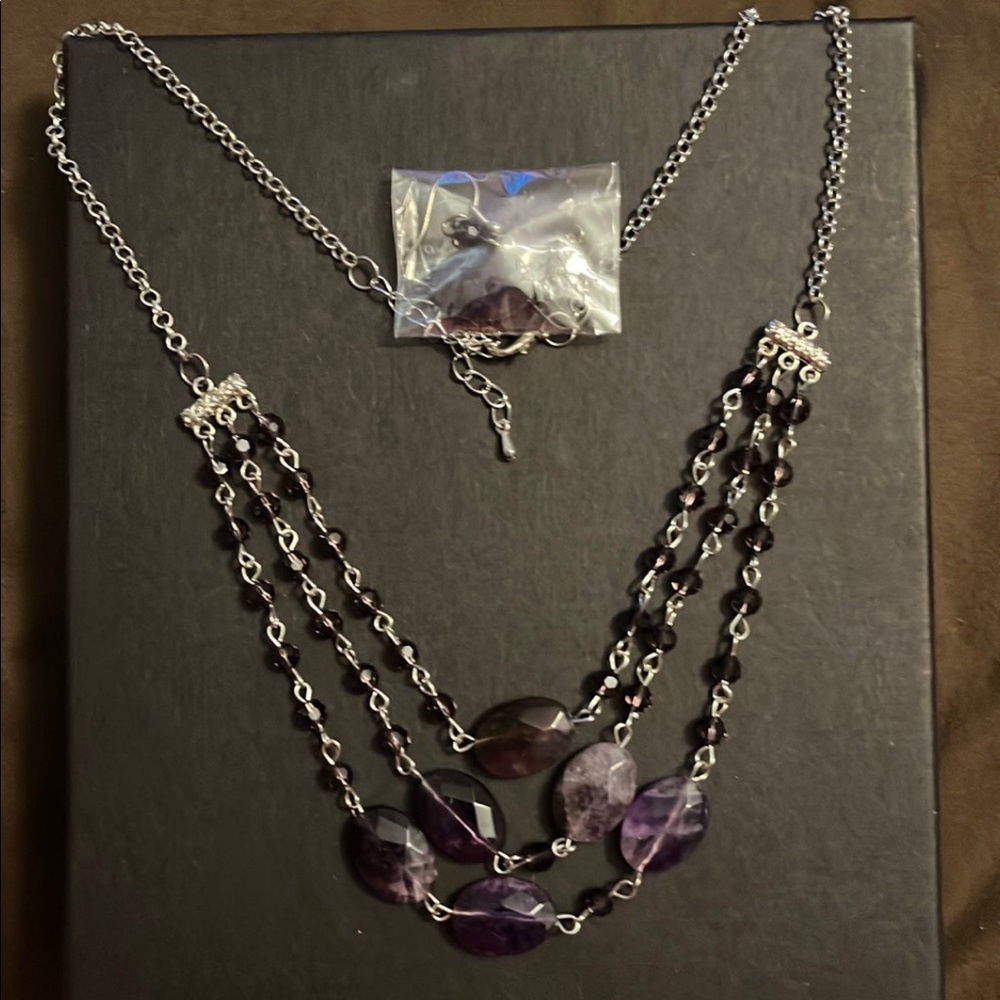 Necklace and earring set… purple in color and has an extender on back